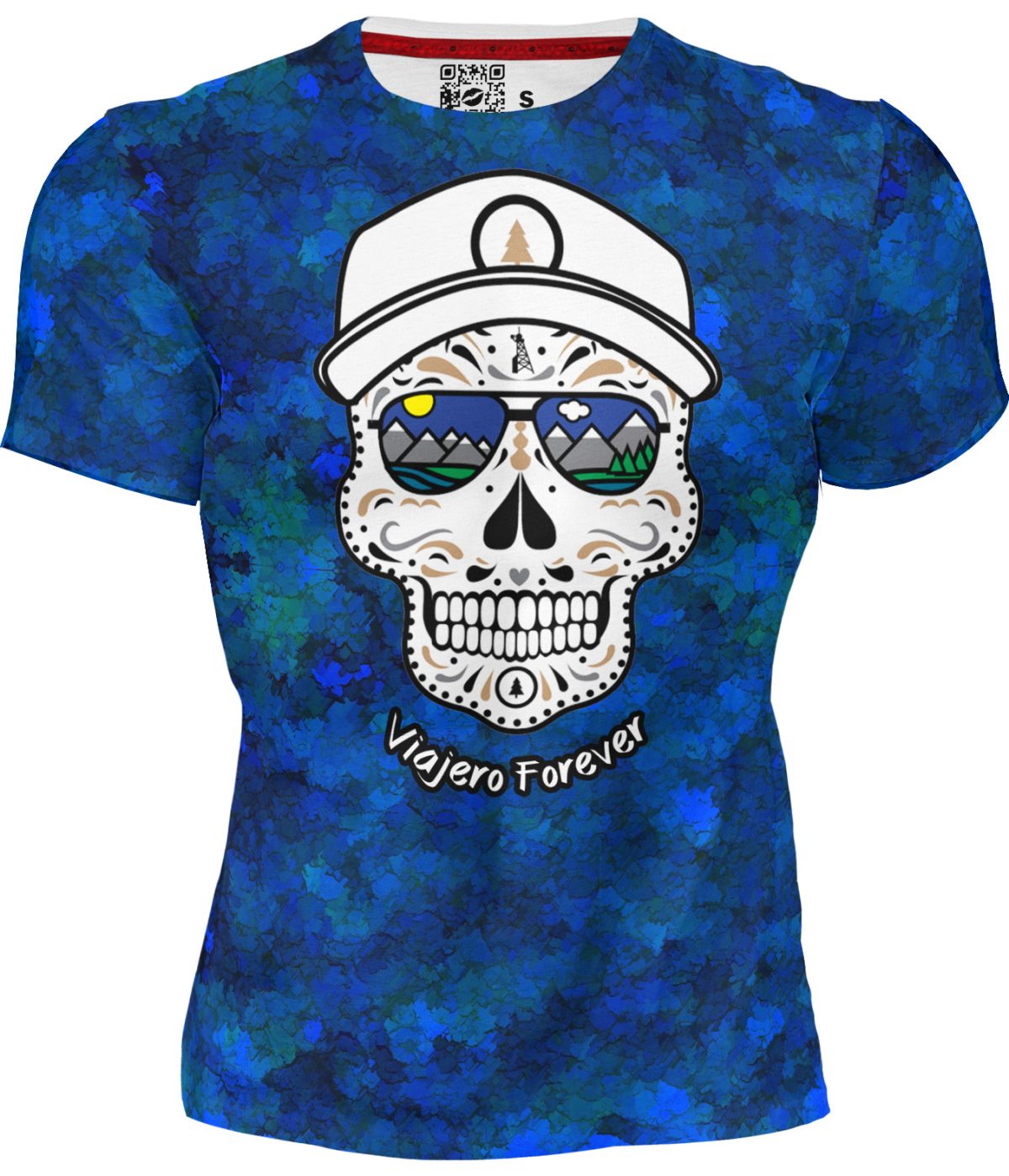 Playera Calavera Blanco Azul