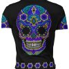 Playera Calavera Huichol Azul - Imagen 2