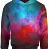 Sudadera Sublimada Galaxia Nebulosa Combinada Azul Rosa y Roja - Imagen 2