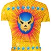 Playera Mascara Lucha Libre Amarilla Estrellas Azules - Imagen 2