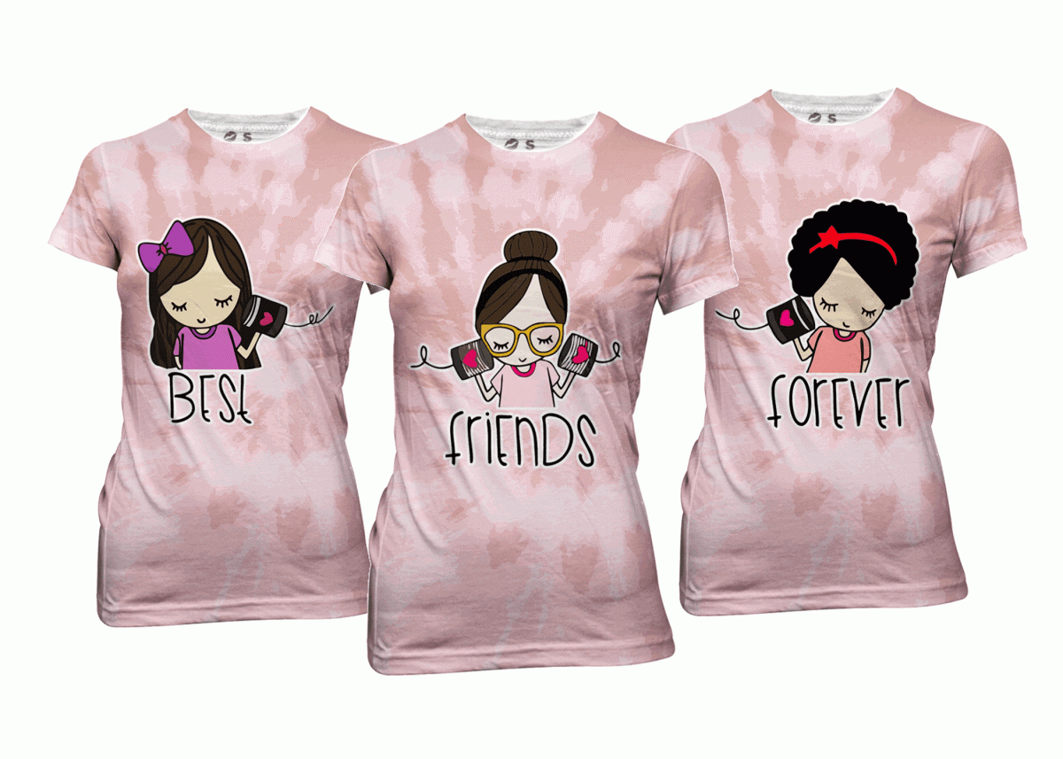 Playera Mejores Amigas Por Siempre Trio Rosa