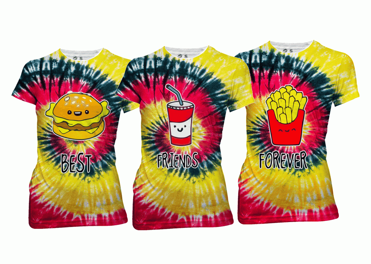 Playera Mejores Amigas Por Siempre Trio Hamburguesa Papas Soda
