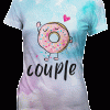 Playeras de Pareja Amor Café Dona Perfect Couple Azul Rosa - Imagen 3