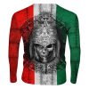 Playera Full Manga Larga Bandera Metal Azteca Gris - Imagen 3