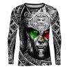 Playera Full Manga Larga Azteca Calendario Prehispánico Gris - Imagen 2