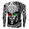 Playera Full Manga Larga Azteca Calendario Prehispánico Gris - Imagen 3
