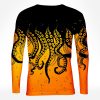 Playera Full Manga Larga Naranja Kraken Calamar - Imagen 2