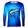 Playera Full Manga Larga Jersey Pesca Fisherman Banco De Peces Azul - Imagen 2