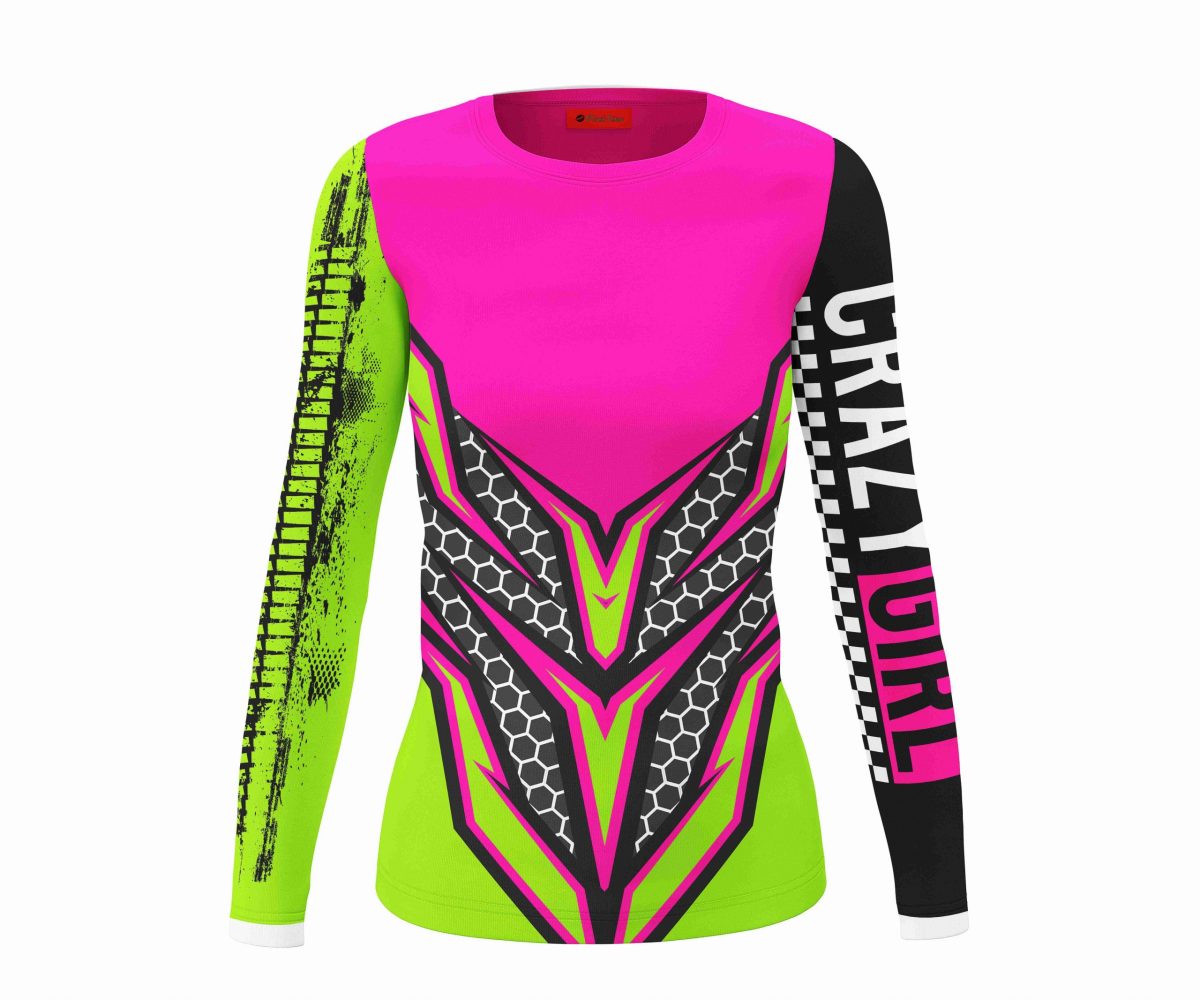 Playera Full Print Dama Jersey Motociclismo Crazy Girl