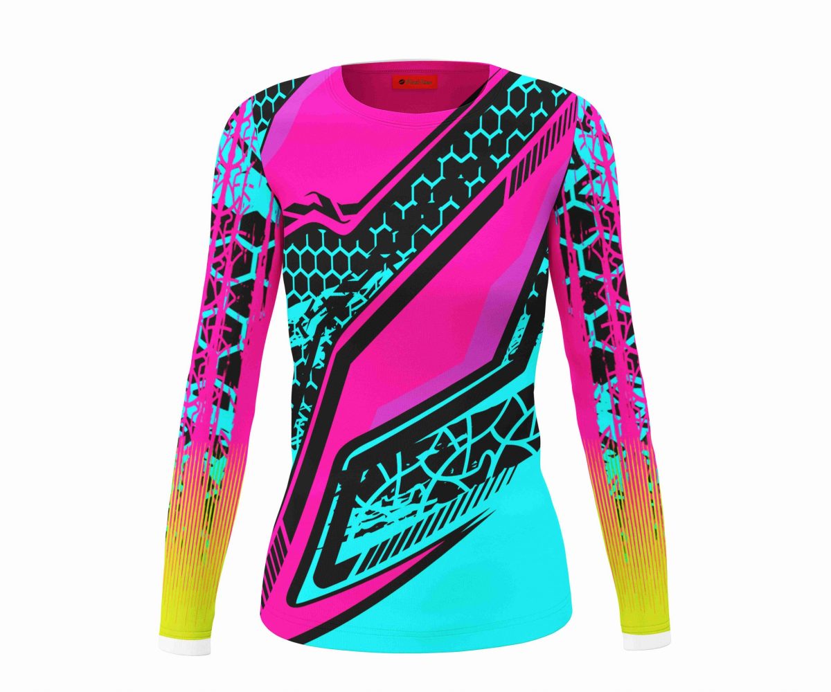 Playera Full Print Dama Jersey Motociclismo Motocross Hot Pink