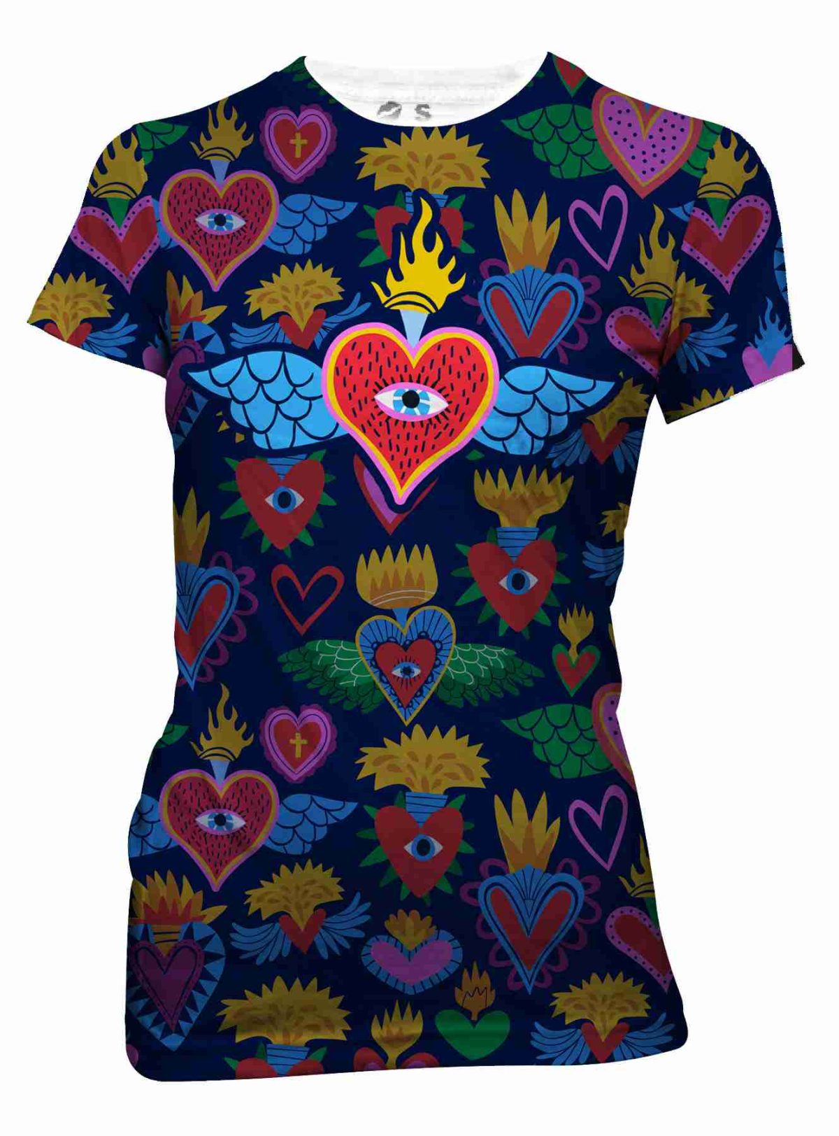 Playera Full Print Dama Corazón Alas Ojo