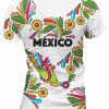 Playera Full Print Dama Blanca Mapa México Flores - Imagen 2
