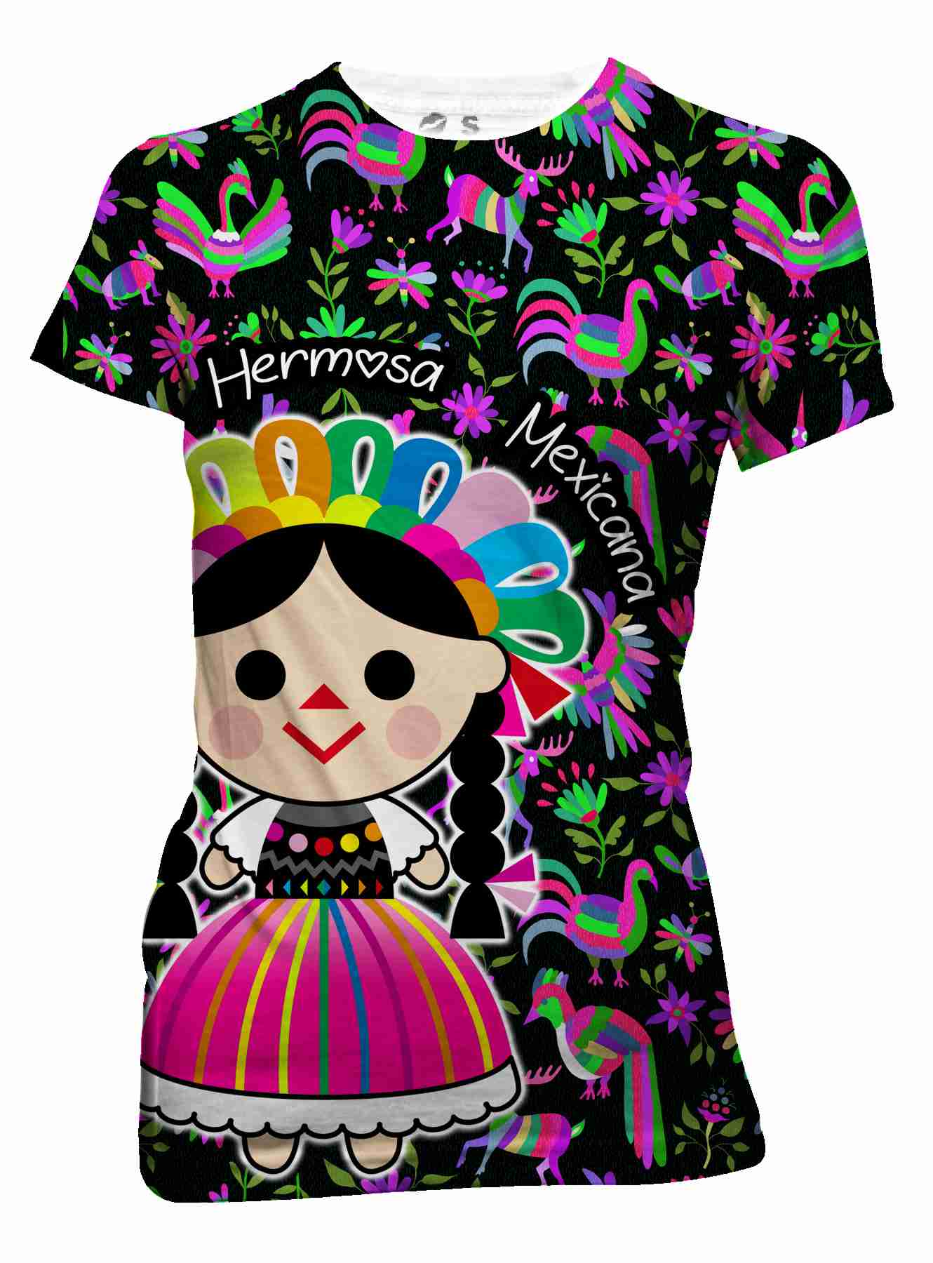Playera Full Print Dama Muñequita Hermosa Mexicana