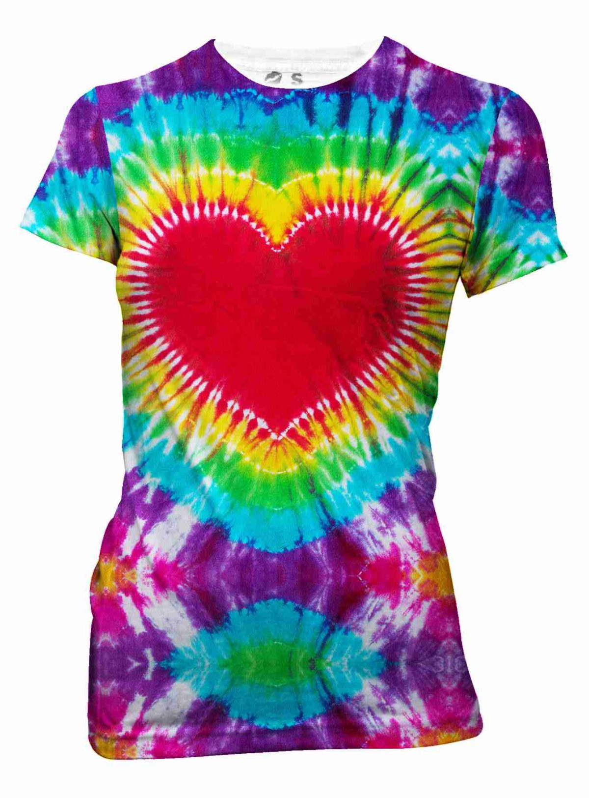 Playera Full Print Dama Tie Dye Corazón Rojo