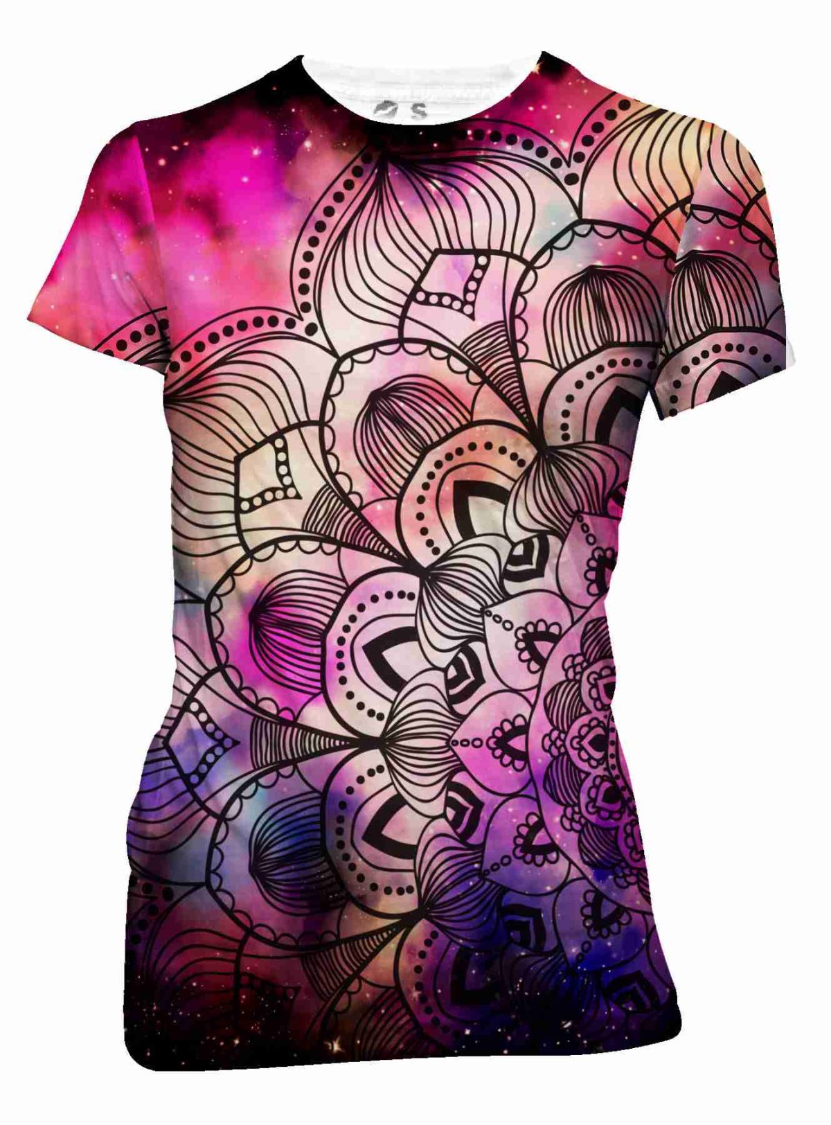 Playera Full Print Dama Mándala Rosa Morado Yoga