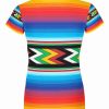 Playera Full Print Dama Lineas Colores Textura Bordado - Imagen 2