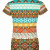 Playera Full Print Dama Azul Ruecas Cafés - Imagen 2