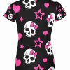 Playera Full Print Dama Calaveras Corazones Y Estrellas - Imagen 2