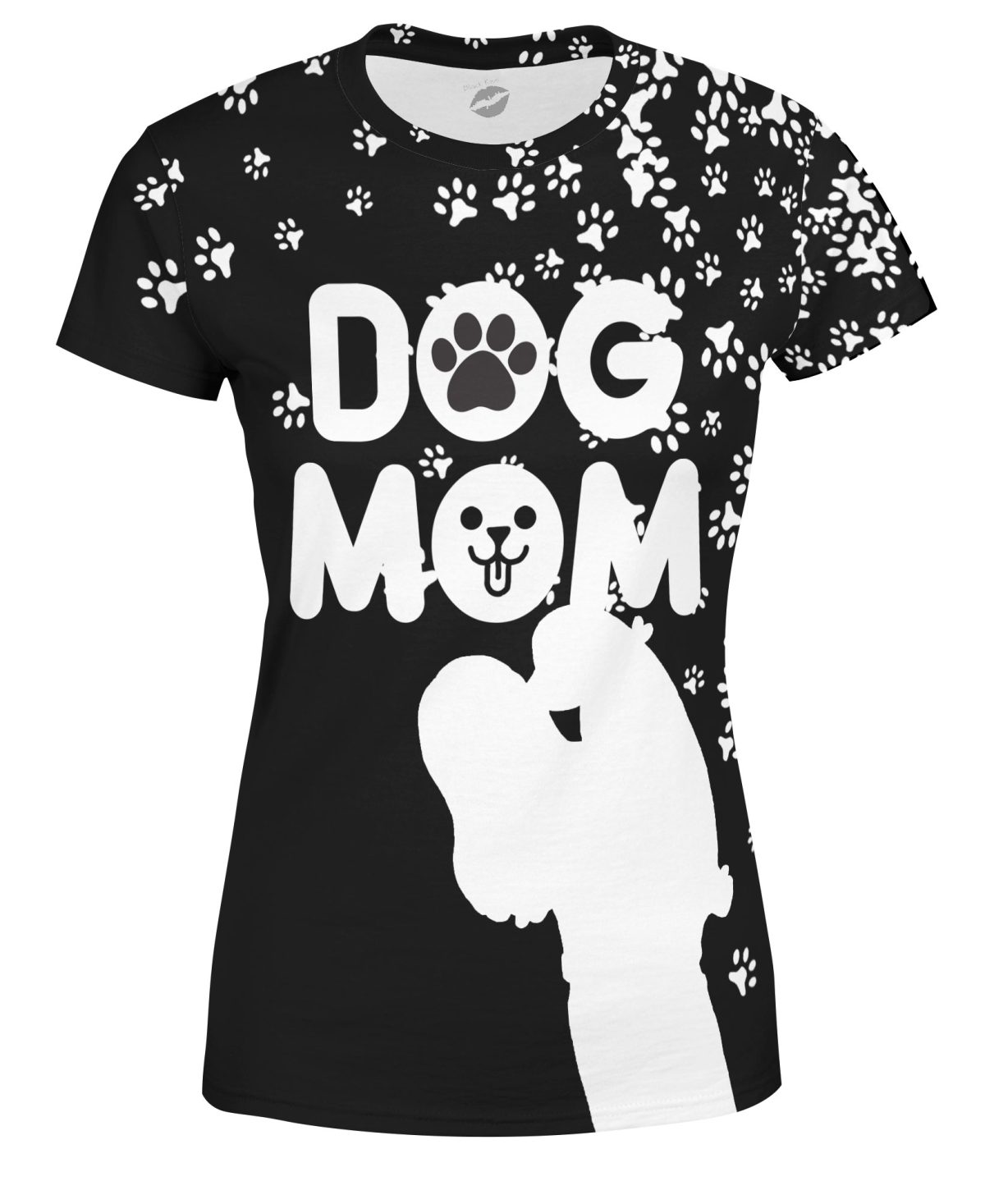 Playera Full Print Dama Día De Las Madres Dog Mom Huellitas Blancas