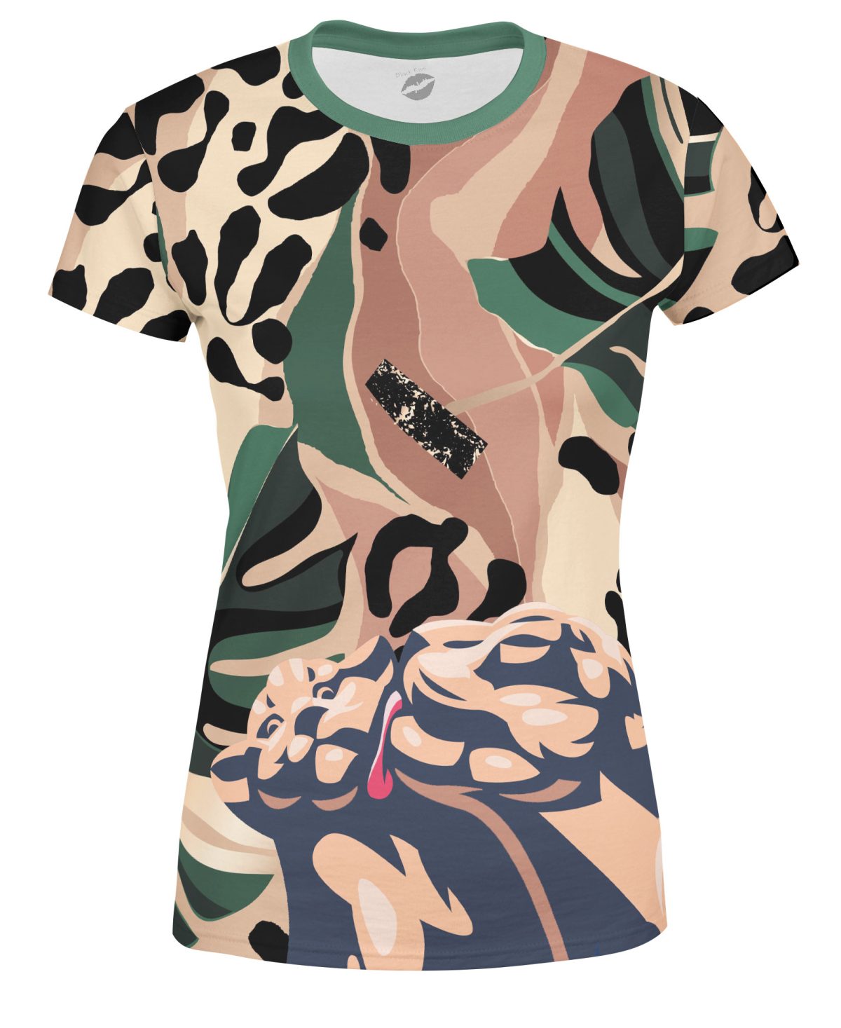 Playera Full Print Dama Día De Las Madres Jaguar Mamá e Hijo Selva