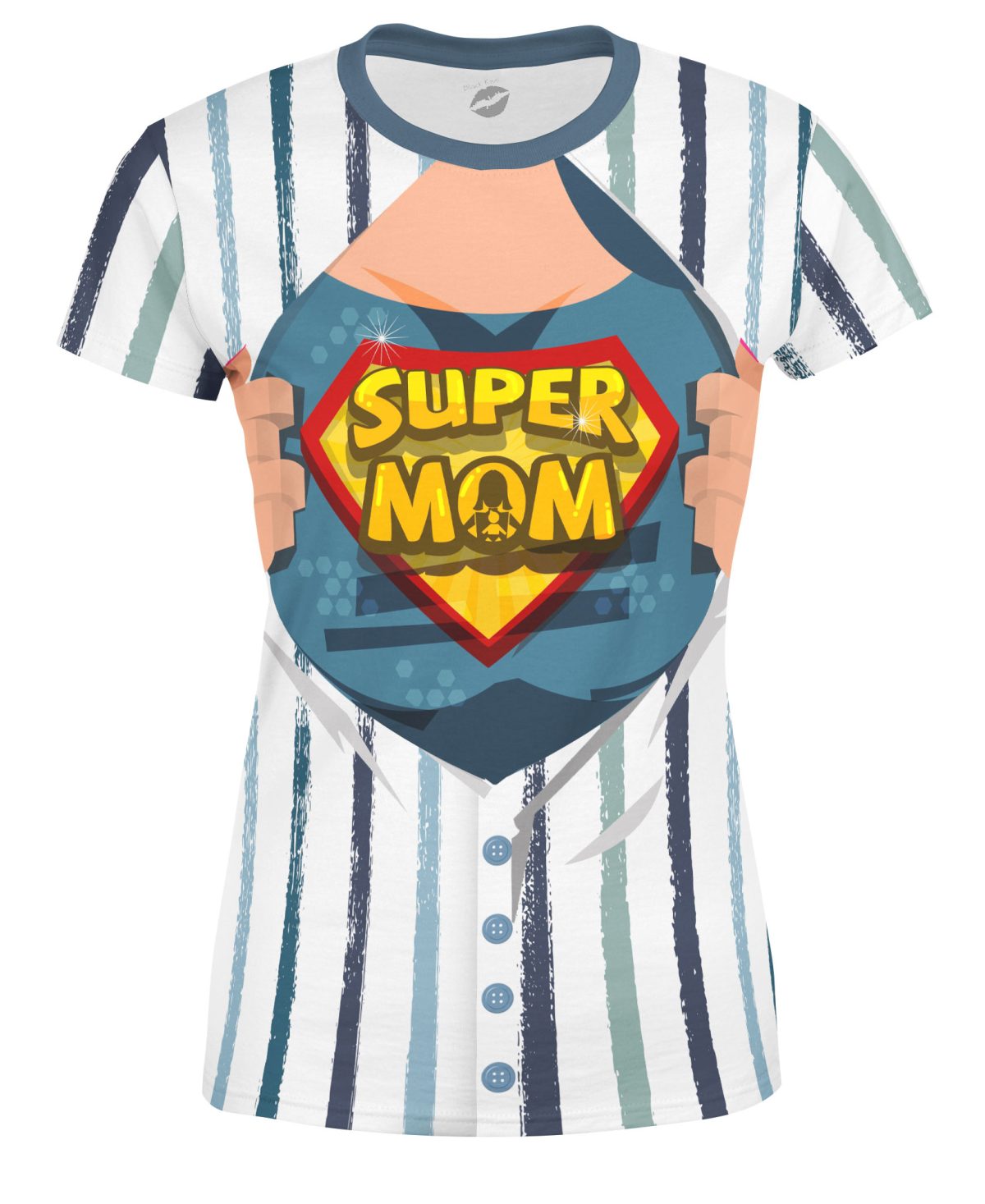 Playera Full Print Dama Día De Las Madres Traje Super Mamá