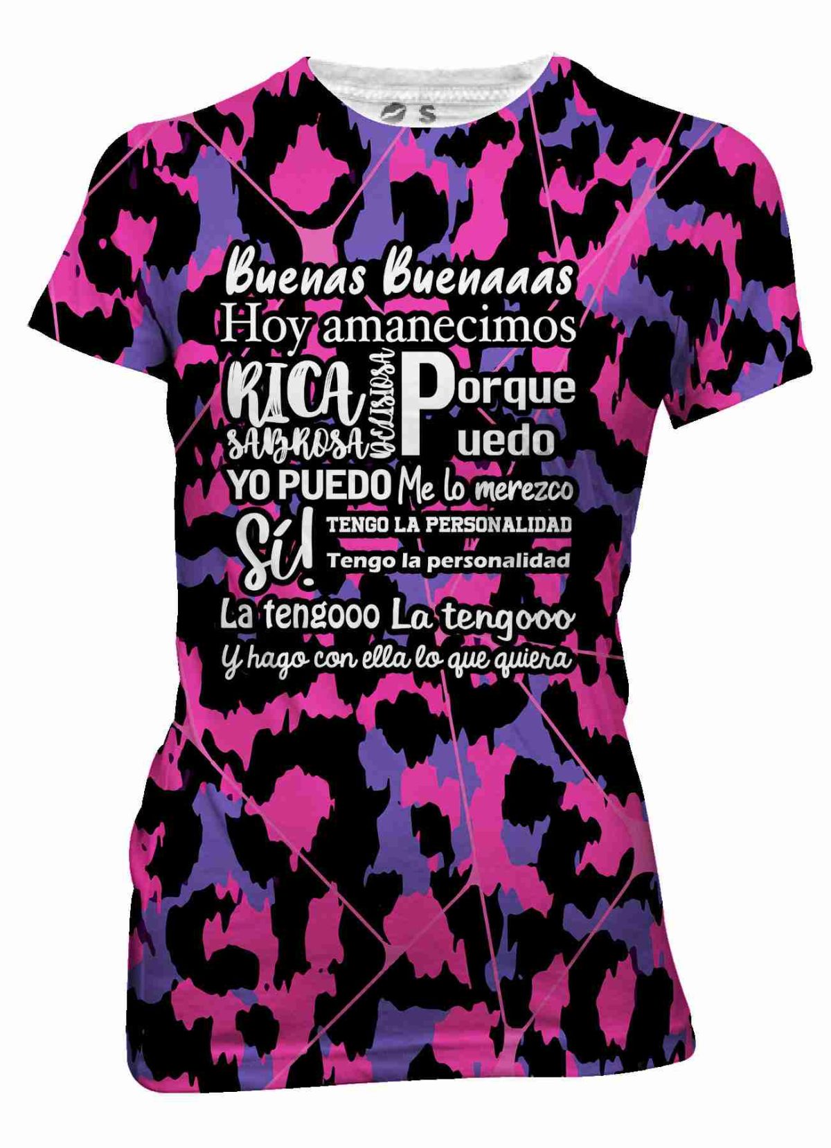Playera Full Print Dama Buenas Buenas Animal Print Rosa
