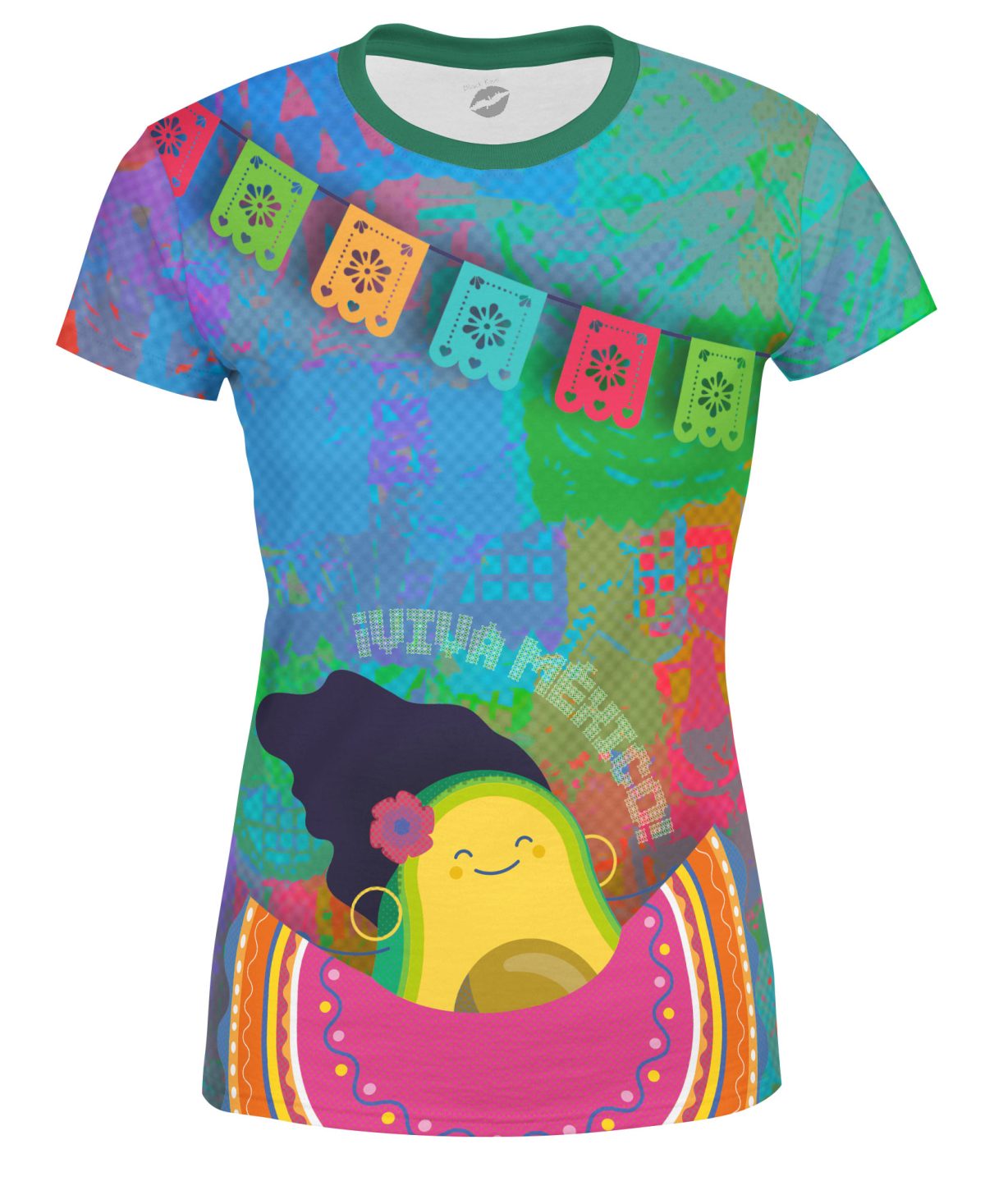 Playera Full Print 15 Septiembre México Papel Picado Aguacate Bailando