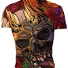 Playera Sublimada Calavera Cuernos Rosas Rojas Lengua - Imagen 2