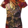 Playera Sublimada Dama Calavera Cuernos Rosas Rojas Lengua - Imagen 2