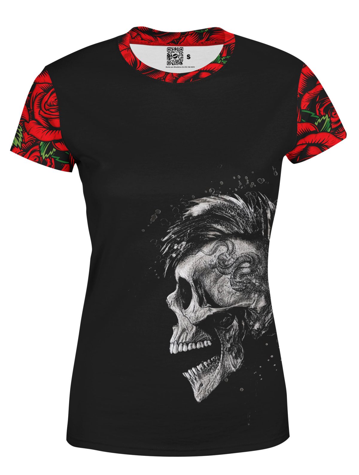 Playera Sublimada Dama Calavera Punk Serpiente Rosas Rojas