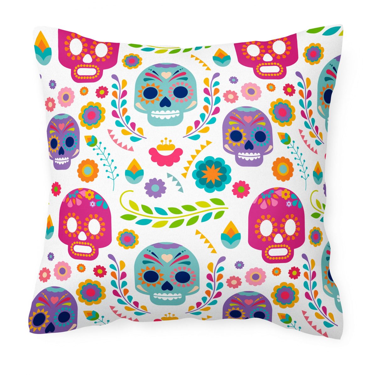 Cojín TLA Sublimado Blanca Día Muertos Calaveras