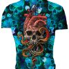 Playera Sublimada Calavera Corazón Mar Kraken Pulpo - Imagen 2
