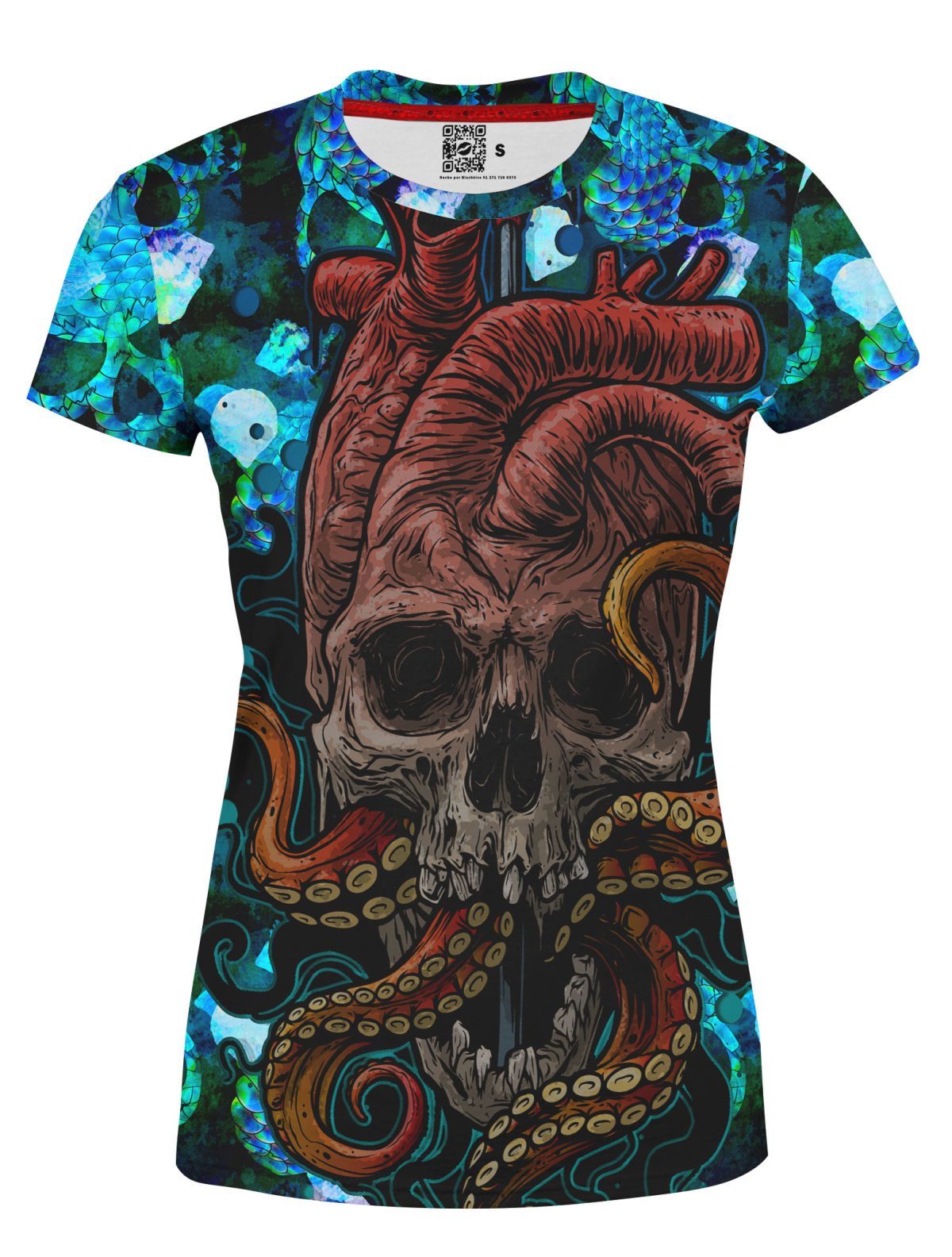 Playera Sublimada Dama Calavera Corazón Mar Kraken Pulpo