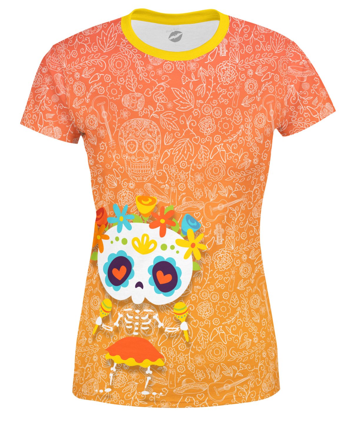 Playera Sublimada Día De Muertos Calavera Esqueleto Maracas