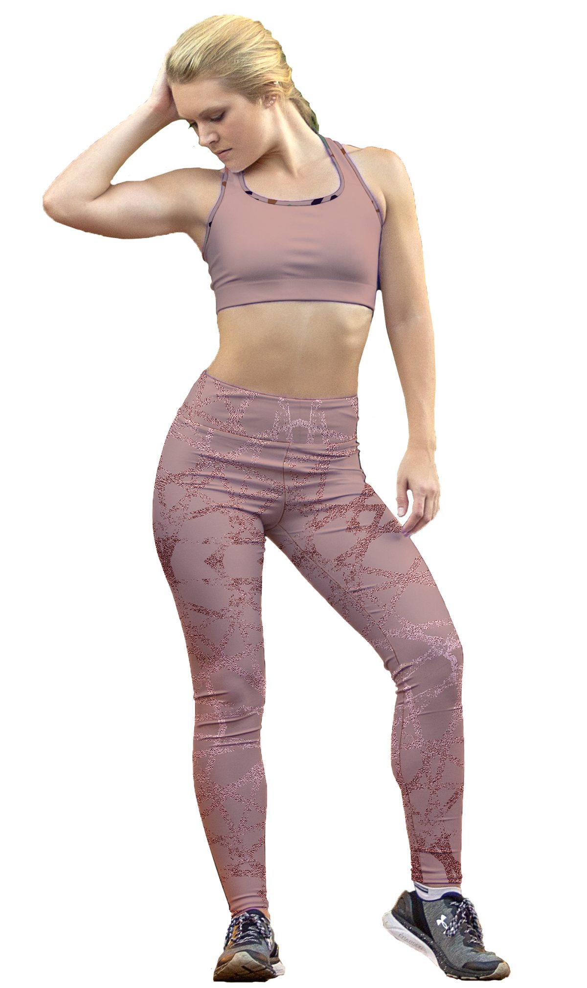 Leggins Sublimado Color Rosa Lineas Brillantes