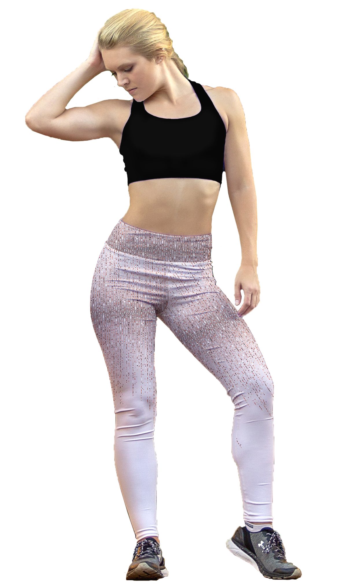 Leggins Sublimado Lila Rosa Lineas Brillantes