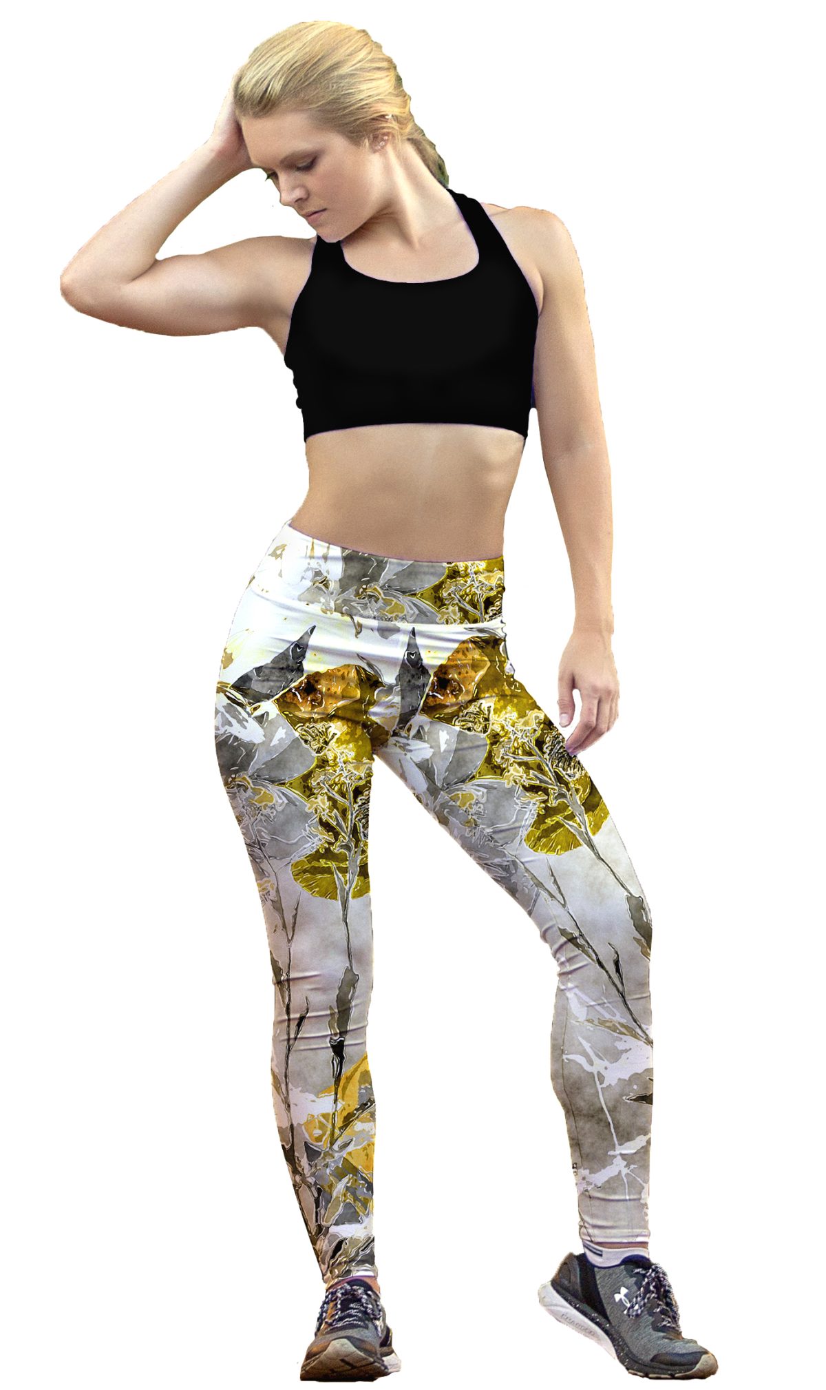 Leggins Sublimado Manchas Rosa Dorada y Plateado