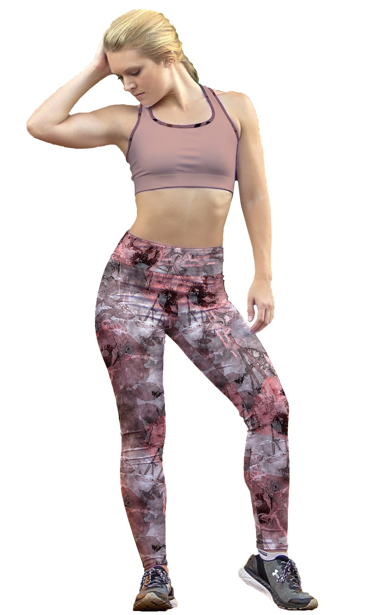 Leggins Sublimado Manchas Metal Rosado