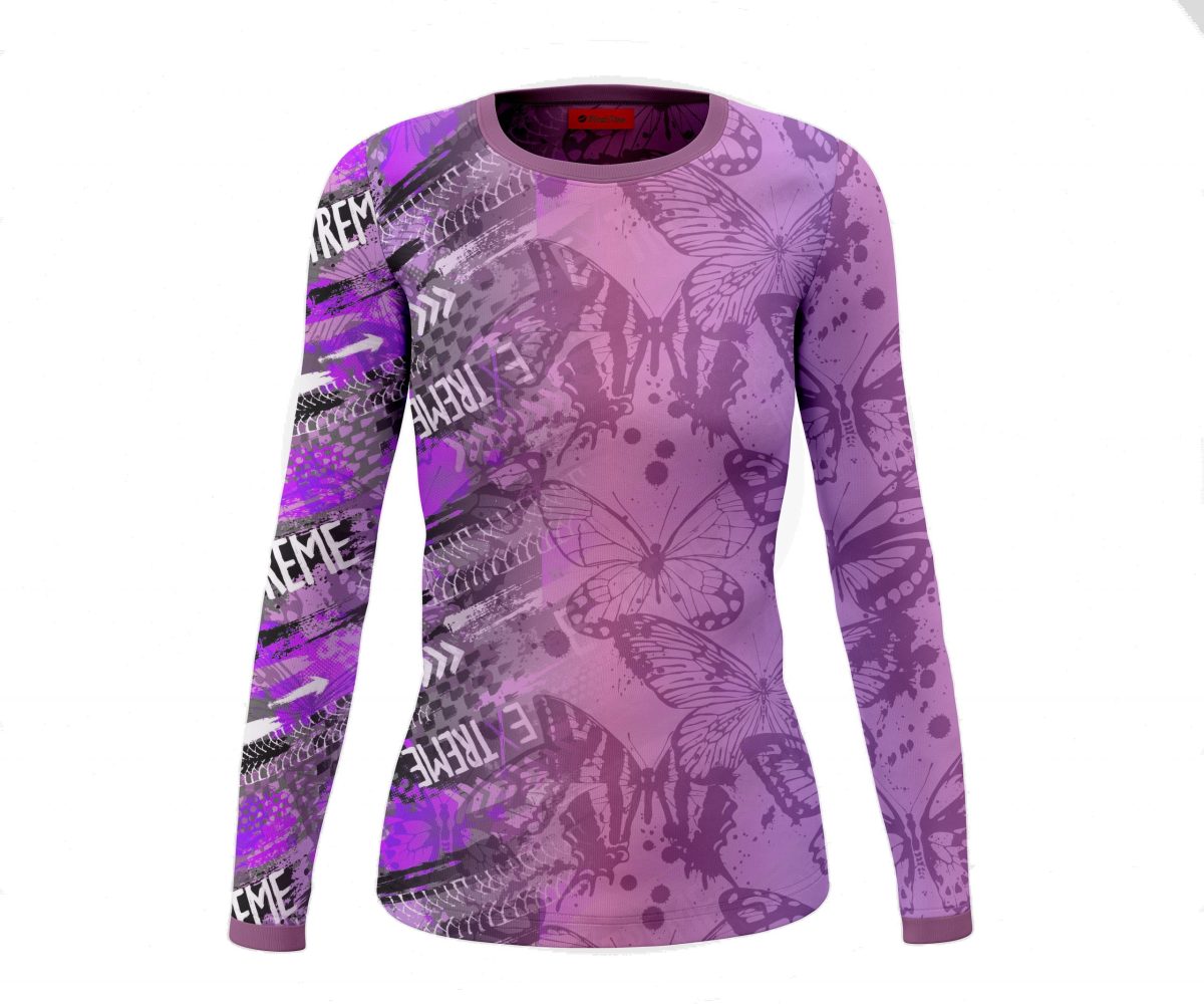 Playera Dama Jersey Lila Deporte Extremo Mariposas