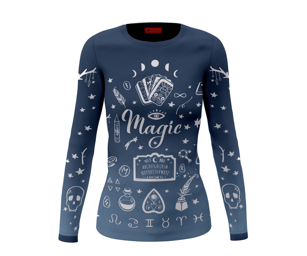 Playera Dama Jersey Black Magic Magia Calaveras Guija Signos