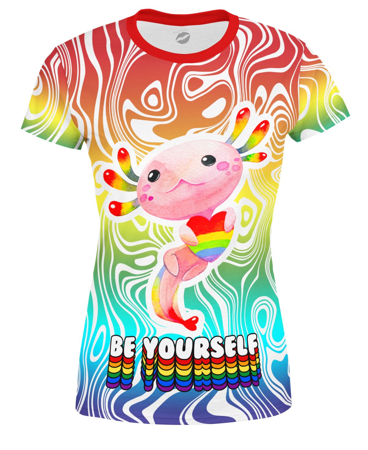 Playera Dama Full Print Amor Ajolote Pride Arcoiris Be Yourself