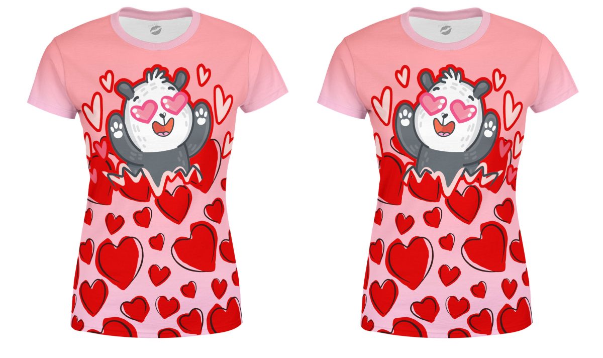 Playera Full Duo Amor Pareja San Valentín Panda Corazones Y Rosas