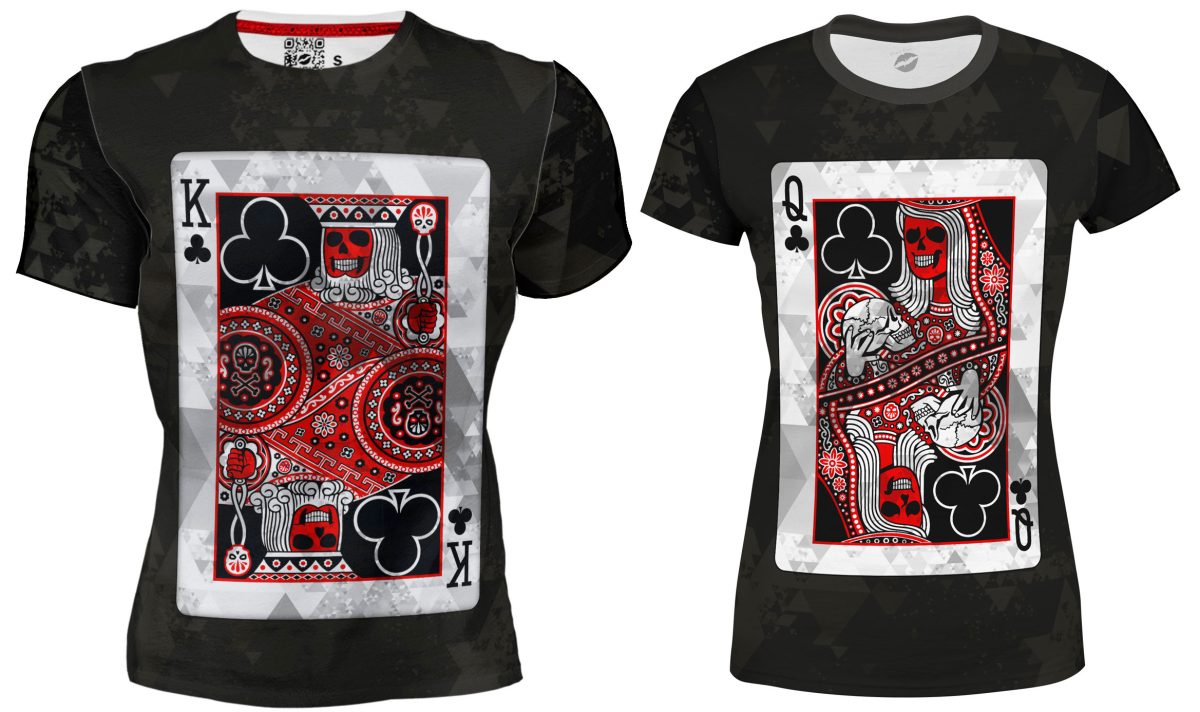 Playera Full Duo Amor Pareja San Valentín Calavera Cartas Poker