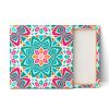 Cuadro Canvas Mandala Estilo Huichol Turquesa Rosa - Imagen 3