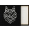 Cuadro Canvas Lobo Estilo Huichol Blanco y Negro - Imagen 3