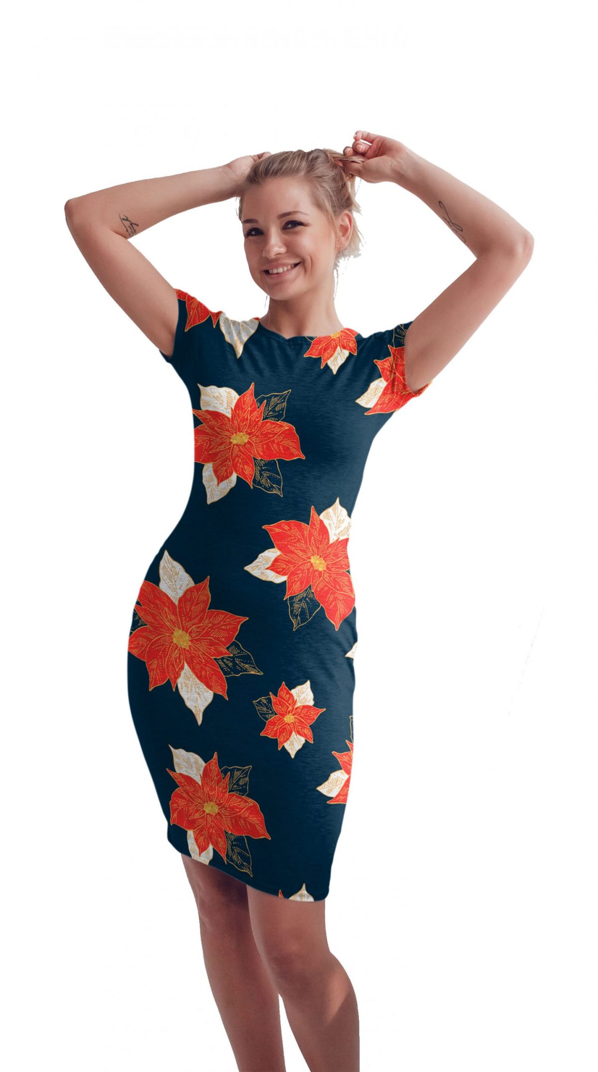 Vestido Sublimado Navidad Noche Buenas Azul