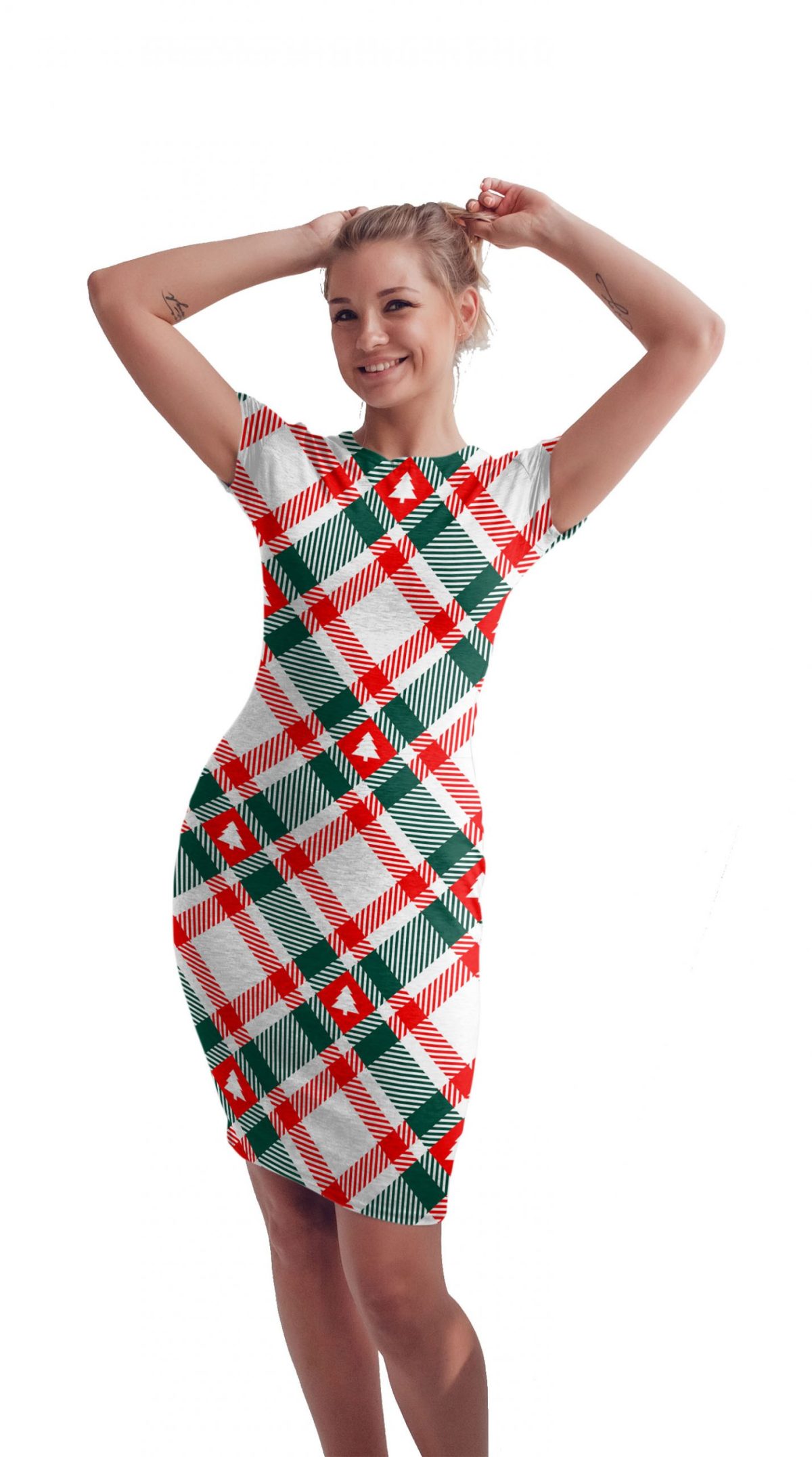 Vestido Sublimado Navidad Rombos Rojos
