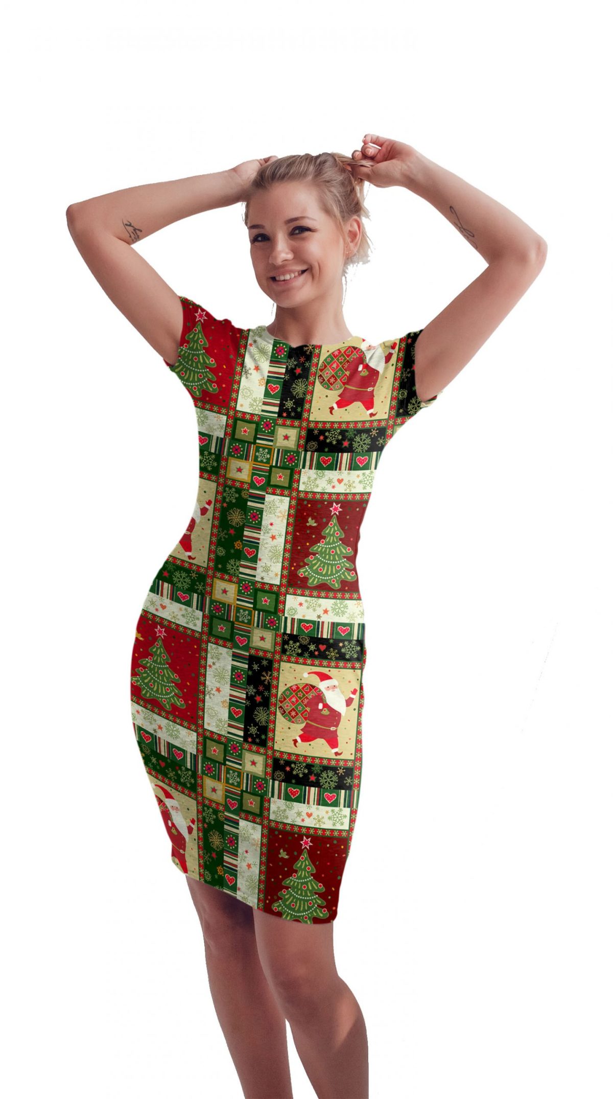 Vestido Sublimado Navidad Santa Pinos Vintage
