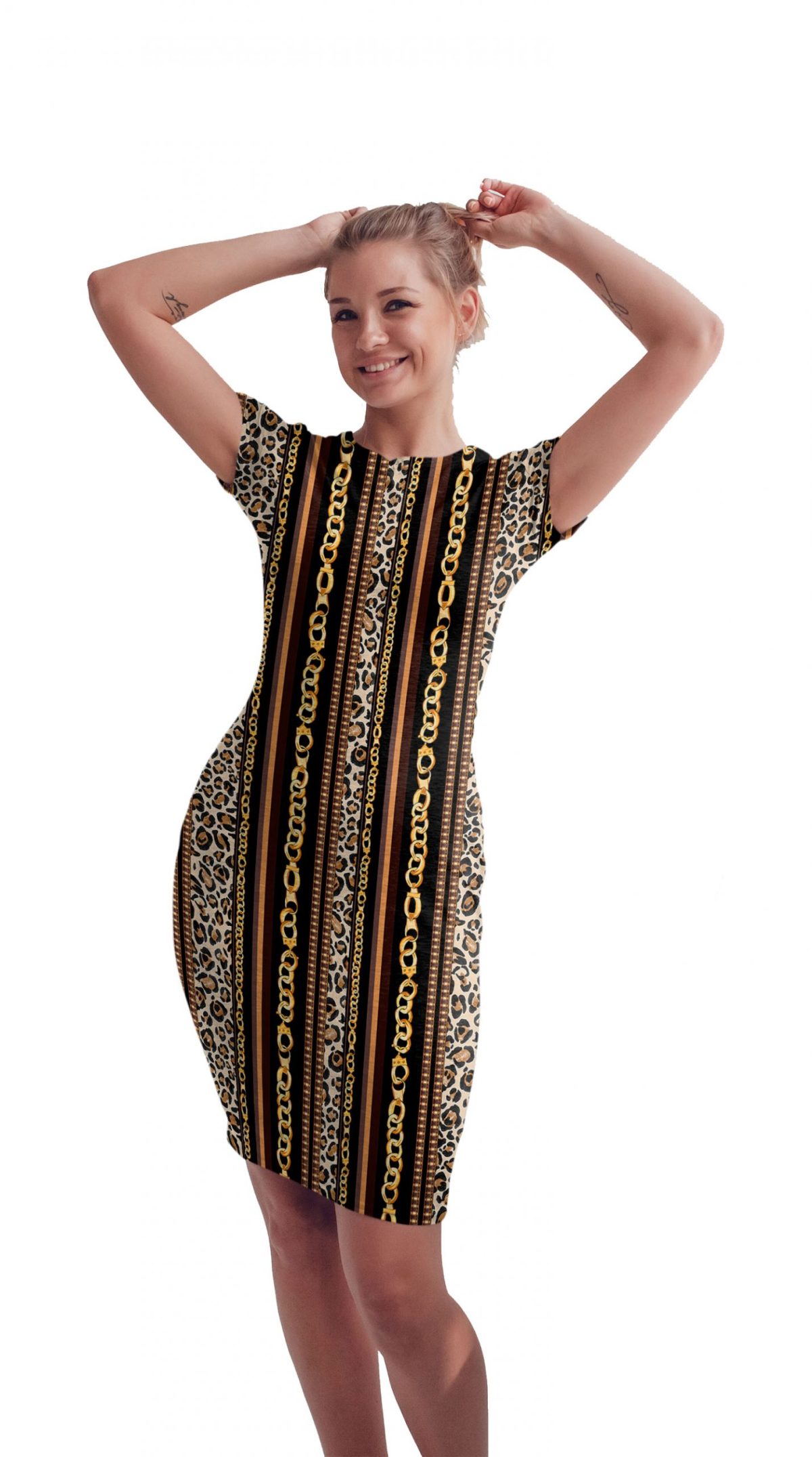 Vestido Sublimado Animal Print Cadenas