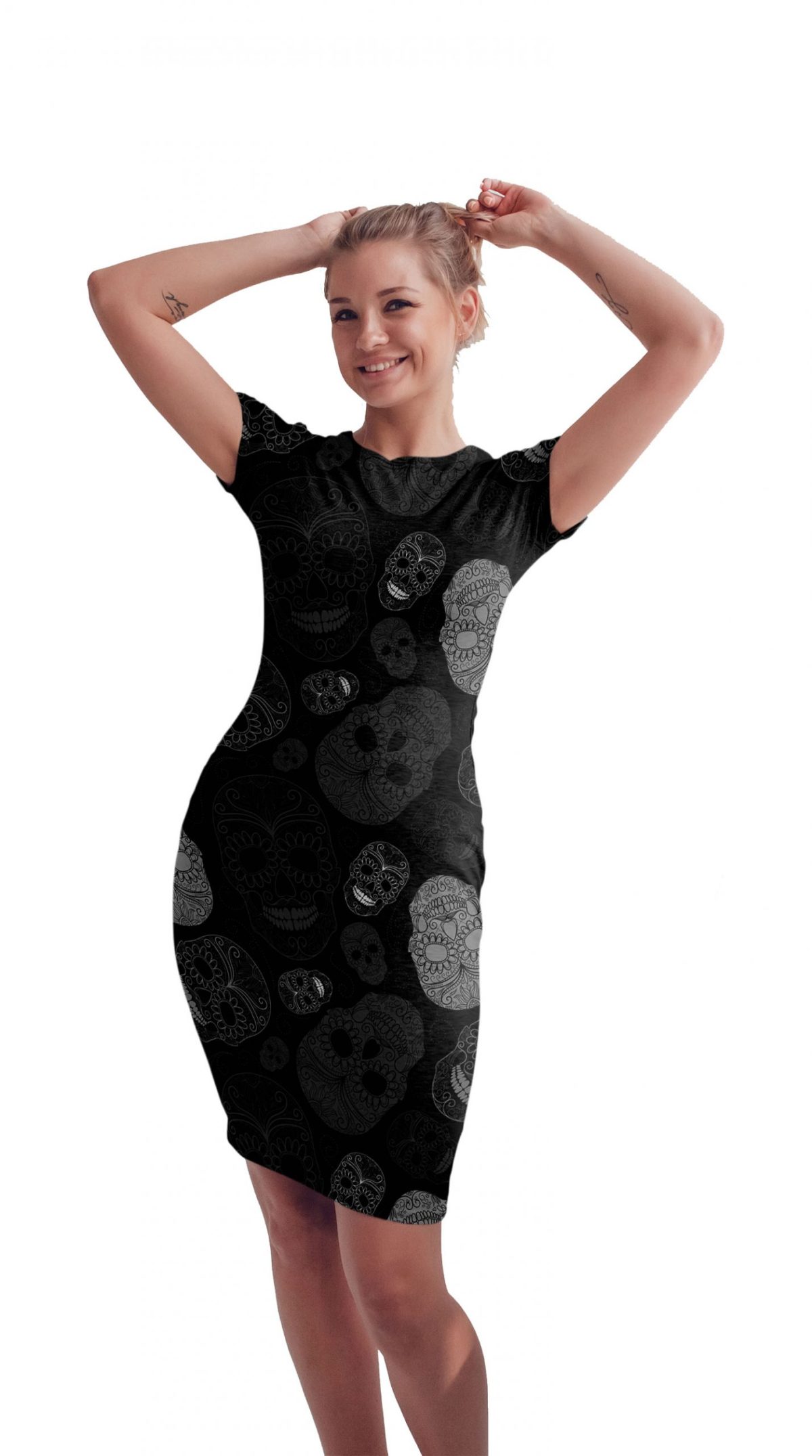 Vestido Sublimado Calaveras Negro